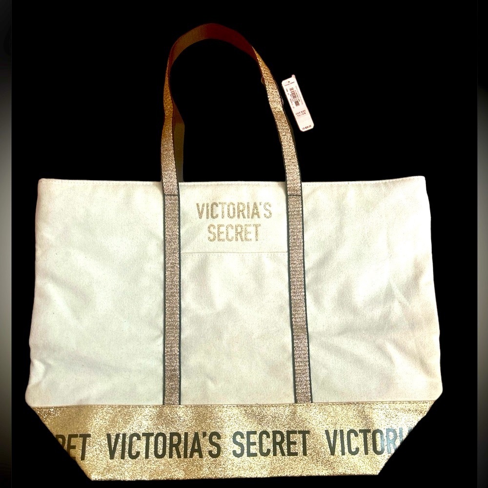 NWT Victoria Secret Tote (Beige/Gold/ Black)